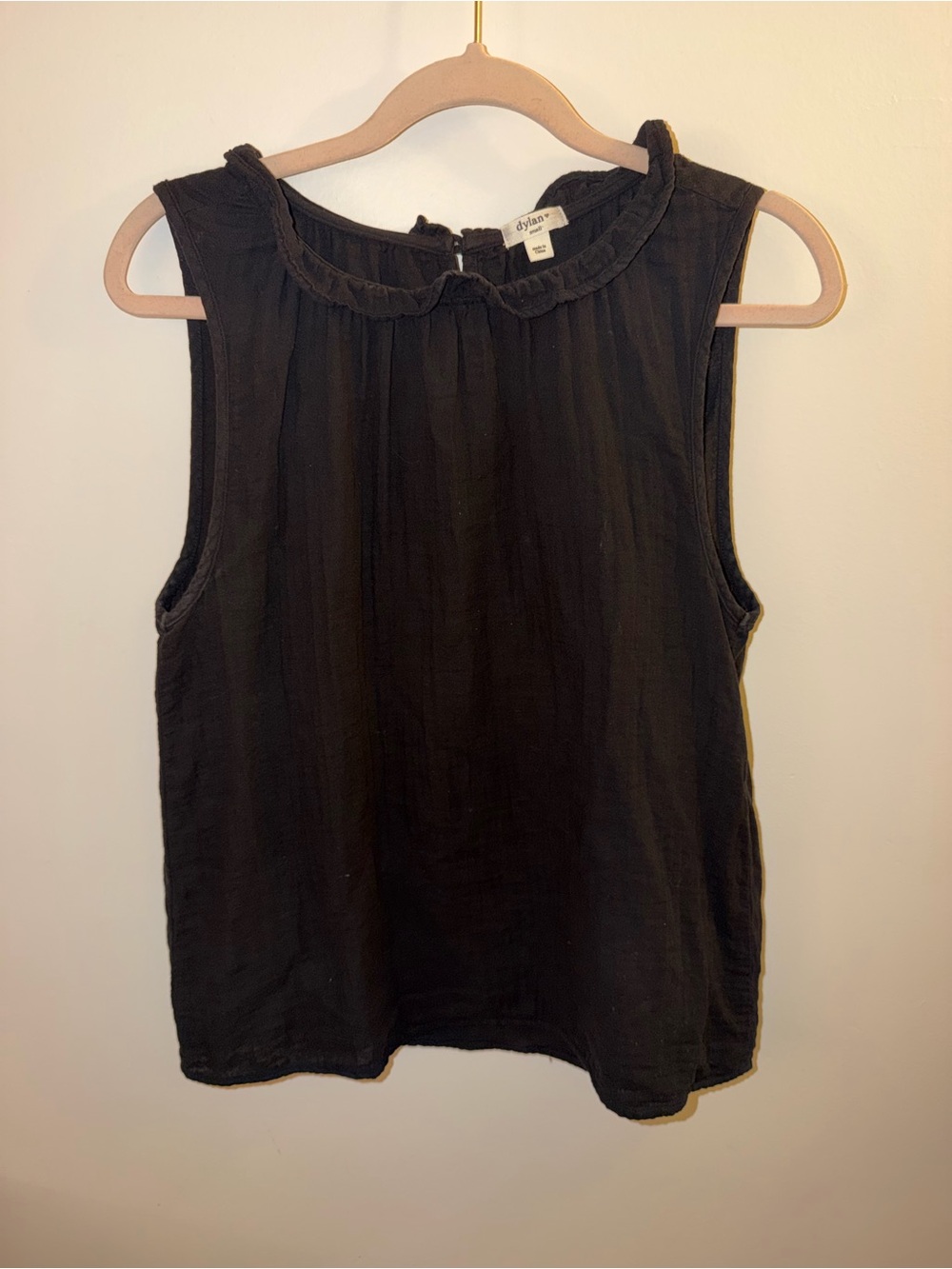 dylan Black Sleeveless Ruffle-Trim Camisole